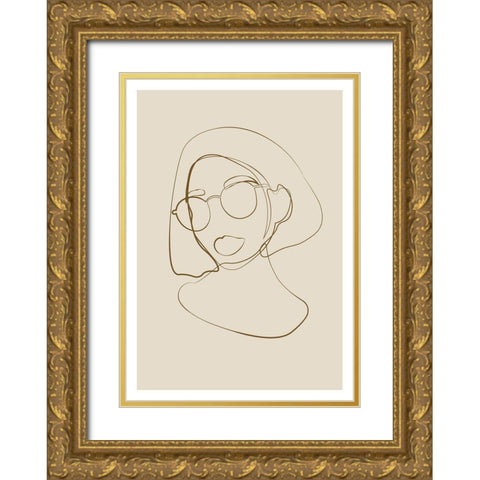 Female portrait Gold Ornate Wood Framed Art Print with Double Matting by NKTN