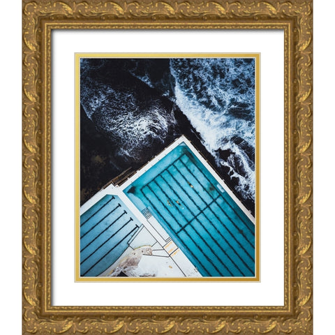 Most Famous Ocean Pool In Australia Gold Ornate Wood Framed Art Print with Double Matting by Sarfraz, Asad