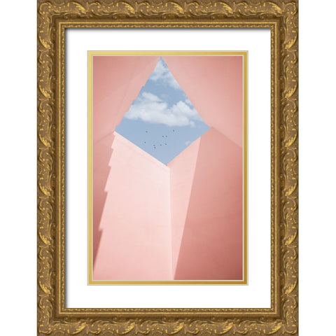 Build View Gold Ornate Wood Framed Art Print with Double Matting by Guan, Xiaopeng