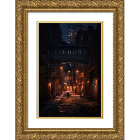 Under The Skybridge Gold Ornate Wood Framed Art Print with Double Matting by De La, Javier