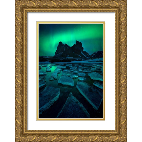 Icy Eystrahorn Gold Ornate Wood Framed Art Print with Double Matting by Kuric EP, Marian
