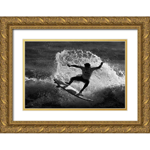Surfer Gold Ornate Wood Framed Art Print with Double Matting by Wang, Ti
