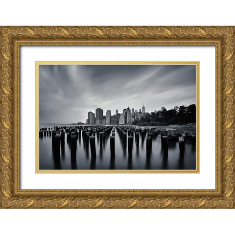NYC Gold Ornate Wood Framed Art Print with Double Matting by Jubic, Srecko