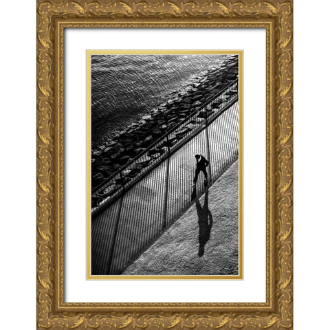 Stripes Gold Ornate Wood Framed Art Print with Double Matting by Watanabe, Kentaro