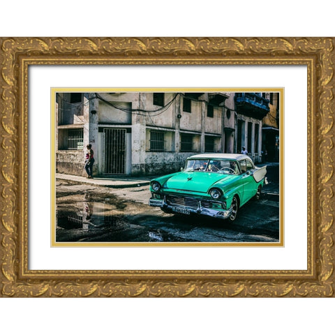 Habana Street Gold Ornate Wood Framed Art Print with Double Matting by Morishige, Koji