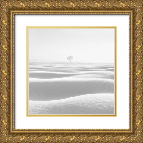 Wave Gold Ornate Wood Framed Art Print with Double Matting by Nodeh, Mostafa