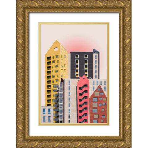 Playful Architecture Gold Ornate Wood Framed Art Print with Double Matting by van Son, Greetje
