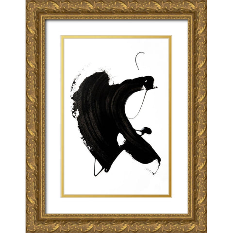 Black abstract Stroke Gold Ornate Wood Framed Art Print with Double Matting by Sawall, Anastasia