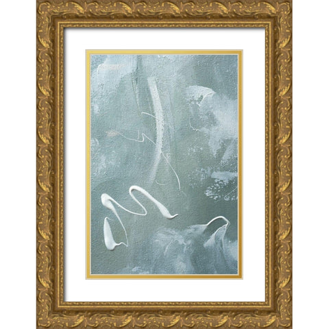 Green and White Acrylic No 1 Gold Ornate Wood Framed Art Print with Double Matting by Sawall, Anastasia