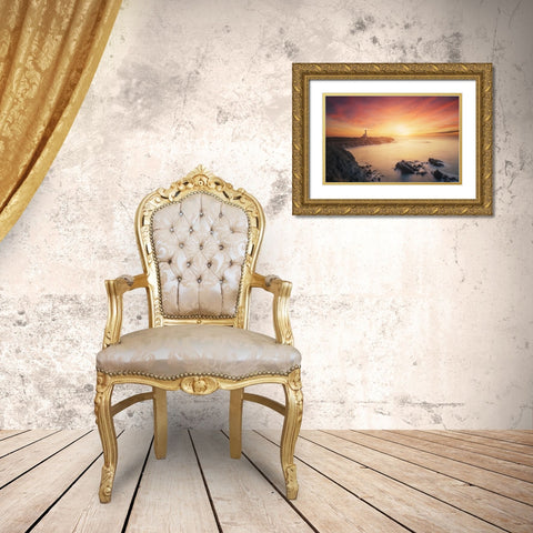 Favaritx sunrise 7R20215 Gold Ornate Wood Framed Art Print with Double Matting by Joanaduenas