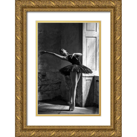 Elina Gold Ornate Wood Framed Art Print with Double Matting by Kapsha, Eduards