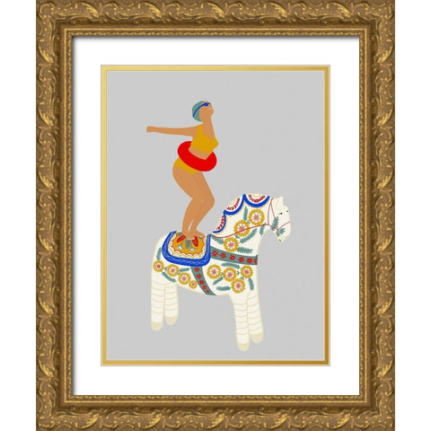 Little Pony Gold Ornate Wood Framed Art Print with Double Matting by Jotadejai