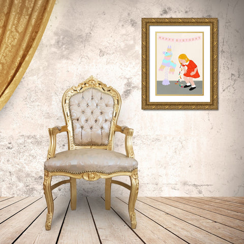 Excitement Gold Ornate Wood Framed Art Print with Double Matting by Jotadejai