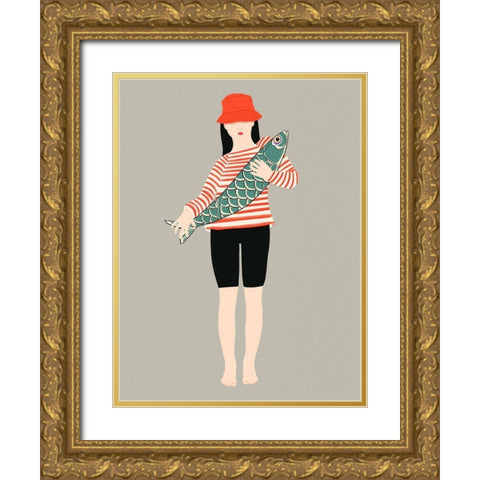 My fish Gold Ornate Wood Framed Art Print with Double Matting by Jotadejai