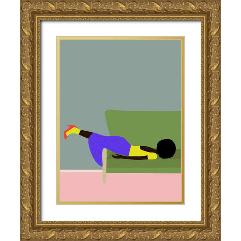 Wendys Mood Gold Ornate Wood Framed Art Print with Double Matting by Jotadejai
