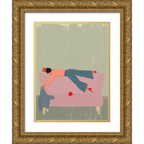 RocAso Gold Ornate Wood Framed Art Print with Double Matting by Jotadejai