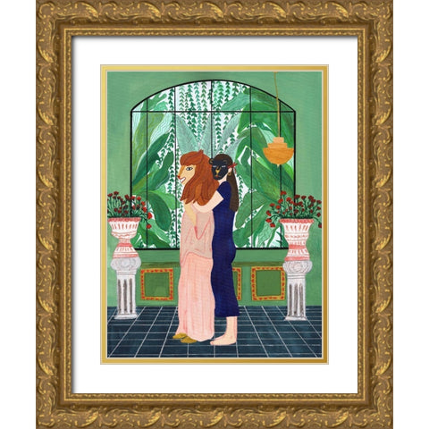 Lion Mom Gold Ornate Wood Framed Art Print with Double Matting by Jotadejai