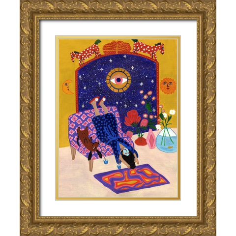 Day off from office Gold Ornate Wood Framed Art Print with Double Matting by Jotadejai