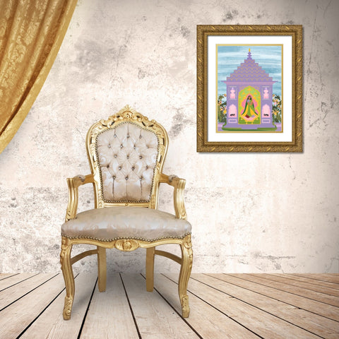 Indian Garden Gold Ornate Wood Framed Art Print with Double Matting by Jotadejai