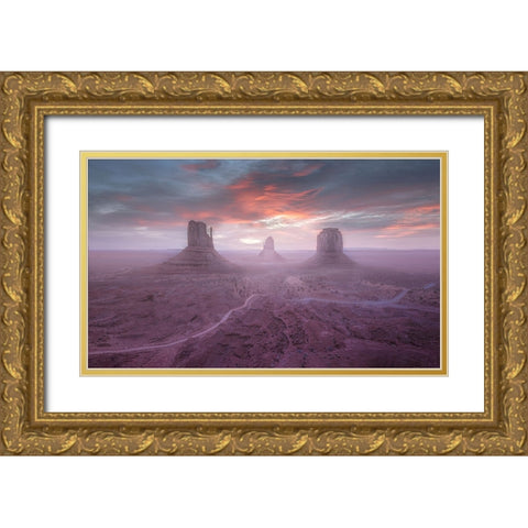 Monument Valley Gold Ornate Wood Framed Art Print with Double Matting by Dan, Kai
