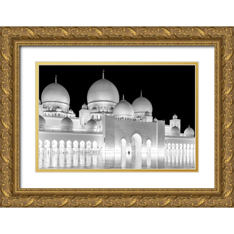 Light Of Abu Dhabi Grand Mosque Gold Ornate Wood Framed Art Print with Double Matting by Jin, Jie