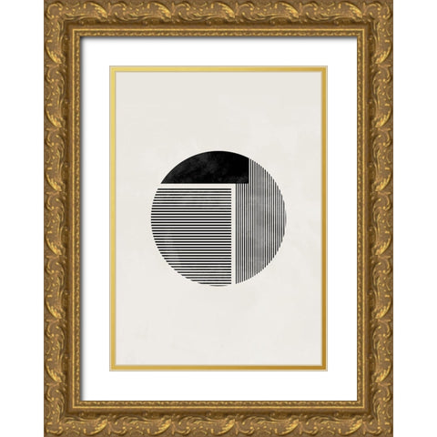 Minimalist round Gold Ornate Wood Framed Art Print with Double Matting by 1x Studio II