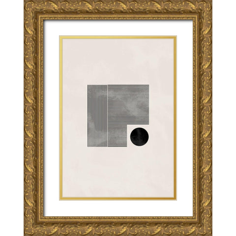 Minimalist square Gold Ornate Wood Framed Art Print with Double Matting by 1x Studio II