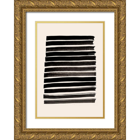 Stripes_Beige Gold Ornate Wood Framed Art Print with Double Matting by 1x Studio II