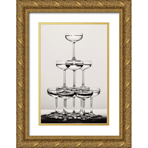 Champagne tower_6 Gold Ornate Wood Framed Art Print with Double Matting by 1x Studio III