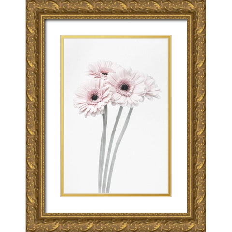 Pink Flowers Gold Ornate Wood Framed Art Print with Double Matting by 1x Studio III