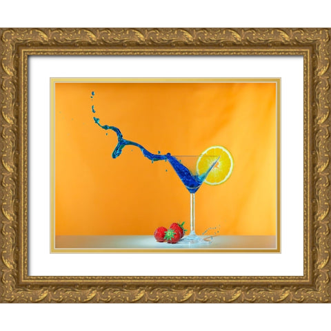 excited, bubbly, refreshing Gold Ornate Wood Framed Art Print with Double Matting by Groth, Martin
