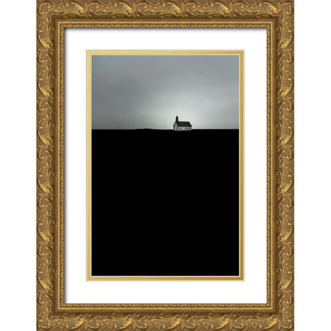 Strandarkirkja Gold Ornate Wood Framed Art Print with Double Matting by Faber, Wave