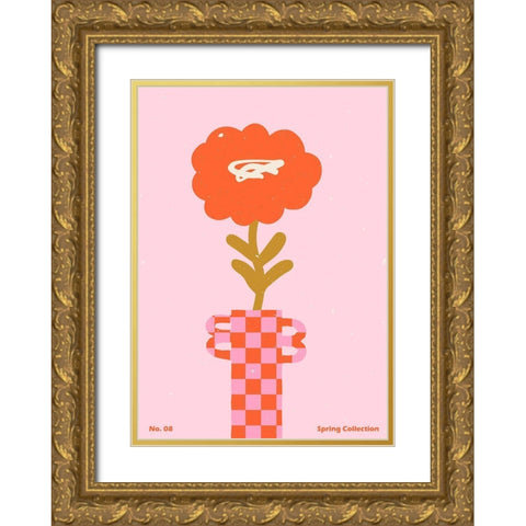 Spring Flower #08 Gold Ornate Wood Framed Art Print with Double Matting by NKTN