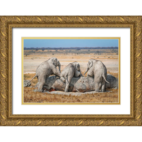 Threeguys Gold Ornate Wood Framed Art Print with Double Matting by Egger, Marcel