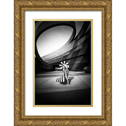With the wind Gold Ornate Wood Framed Art Print with Double Matting by Abu, Dekel