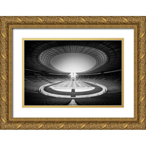 Olympiastadion Gold Ornate Wood Framed Art Print with Double Matting by De Groen, Maurits