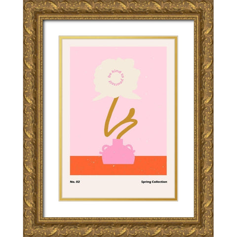 Spring Flower #02 Gold Ornate Wood Framed Art Print with Double Matting by NKTN