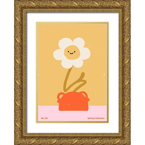 Spring Flower #06 Gold Ornate Wood Framed Art Print with Double Matting by NKTN