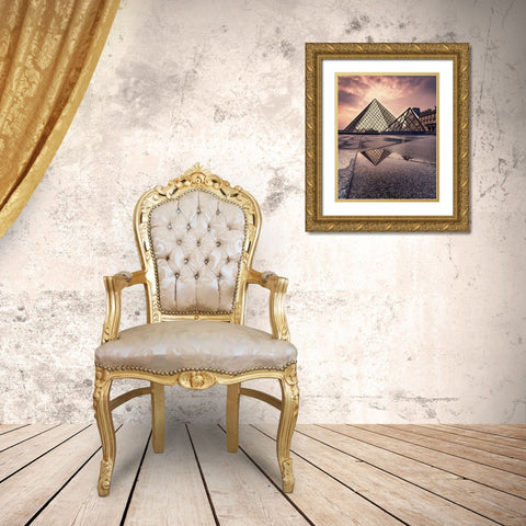 Triangular Value Gold Ornate Wood Framed Art Print with Double Matting by Ehrlich, Amir