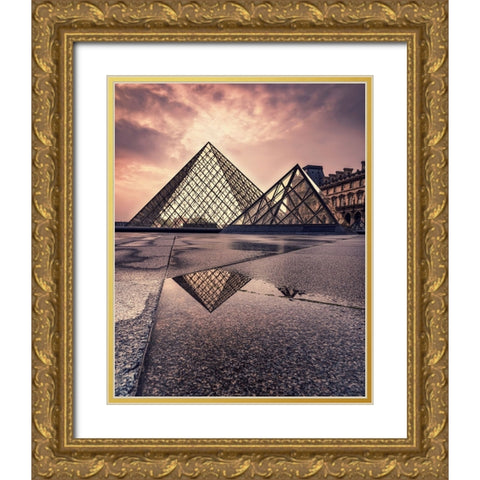Triangular Value Gold Ornate Wood Framed Art Print with Double Matting by Ehrlich, Amir