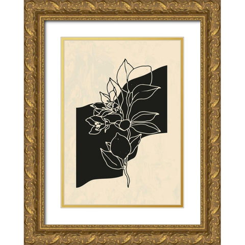 Abstract Flower 4 Gold Ornate Wood Framed Art Print with Double Matting by NKTN
