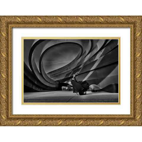 Dance In Circles Gold Ornate Wood Framed Art Print with Double Matting by Abu, Dekel