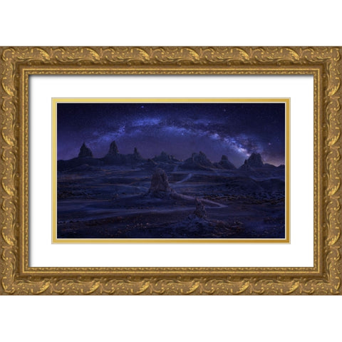 Milky Way Over The Magic Land Gold Ornate Wood Framed Art Print with Double Matting by Zhang, Anna