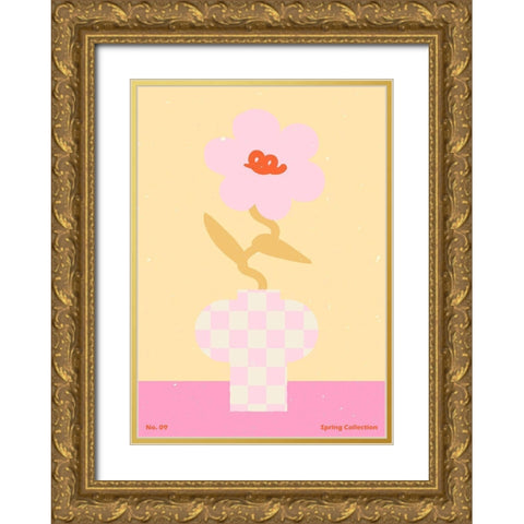 Spring Flower #09 Gold Ornate Wood Framed Art Print with Double Matting by NKTN