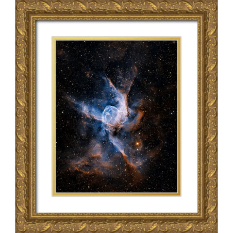 ThorS Helmet Gold Ornate Wood Framed Art Print with Double Matting by Chander, Vikas