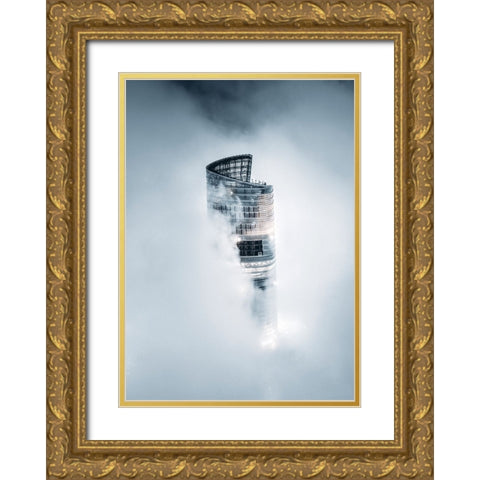 City On The Cloud Gold Ornate Wood Framed Art Print with Double Matting by Tien, Aron