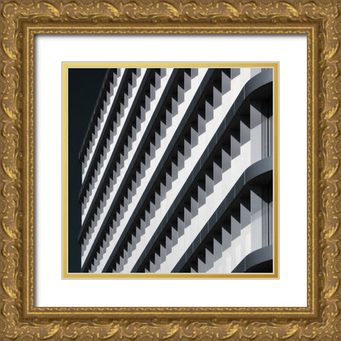 Lines Of Jags Ii Gold Ornate Wood Framed Art Print with Double Matting by Hawerkamp, Hans-Wolfgang
