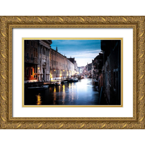 Venice night Gold Ornate Wood Framed Art Print with Double Matting by Endo, Yoshikazu