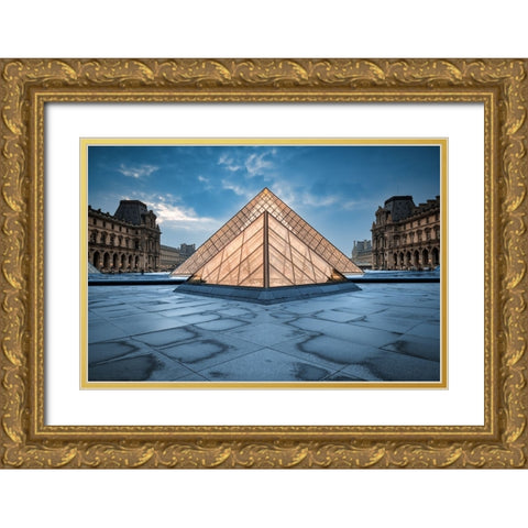 Triangle Of Light Gold Ornate Wood Framed Art Print with Double Matting by Ehrlich, Amir