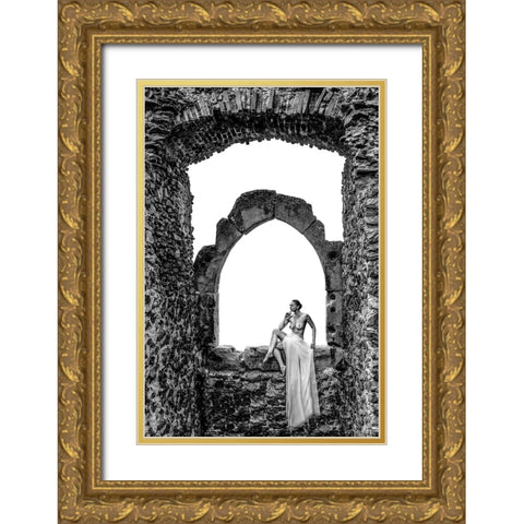 Thinking Gold Ornate Wood Framed Art Print with Double Matting by D. Pop, Ovi